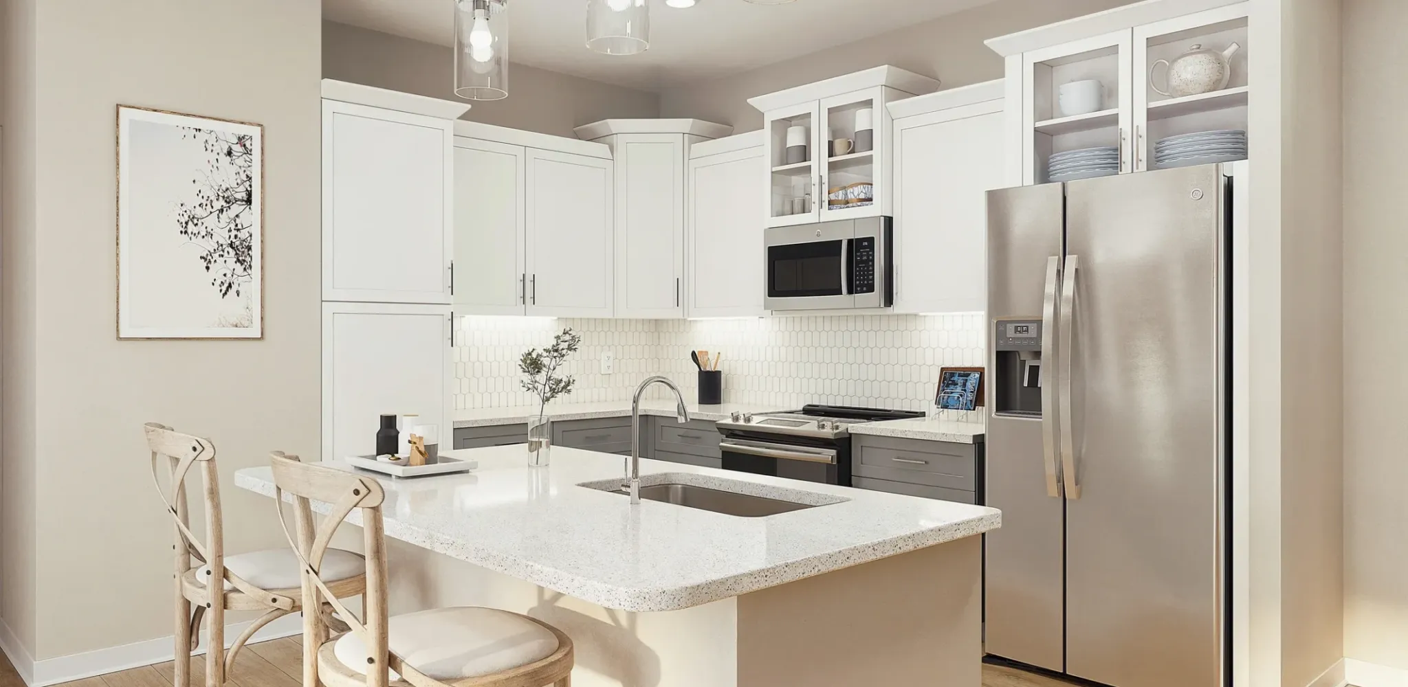 Hawthorne at Hixson apartment kitchen with stainless steel appliances